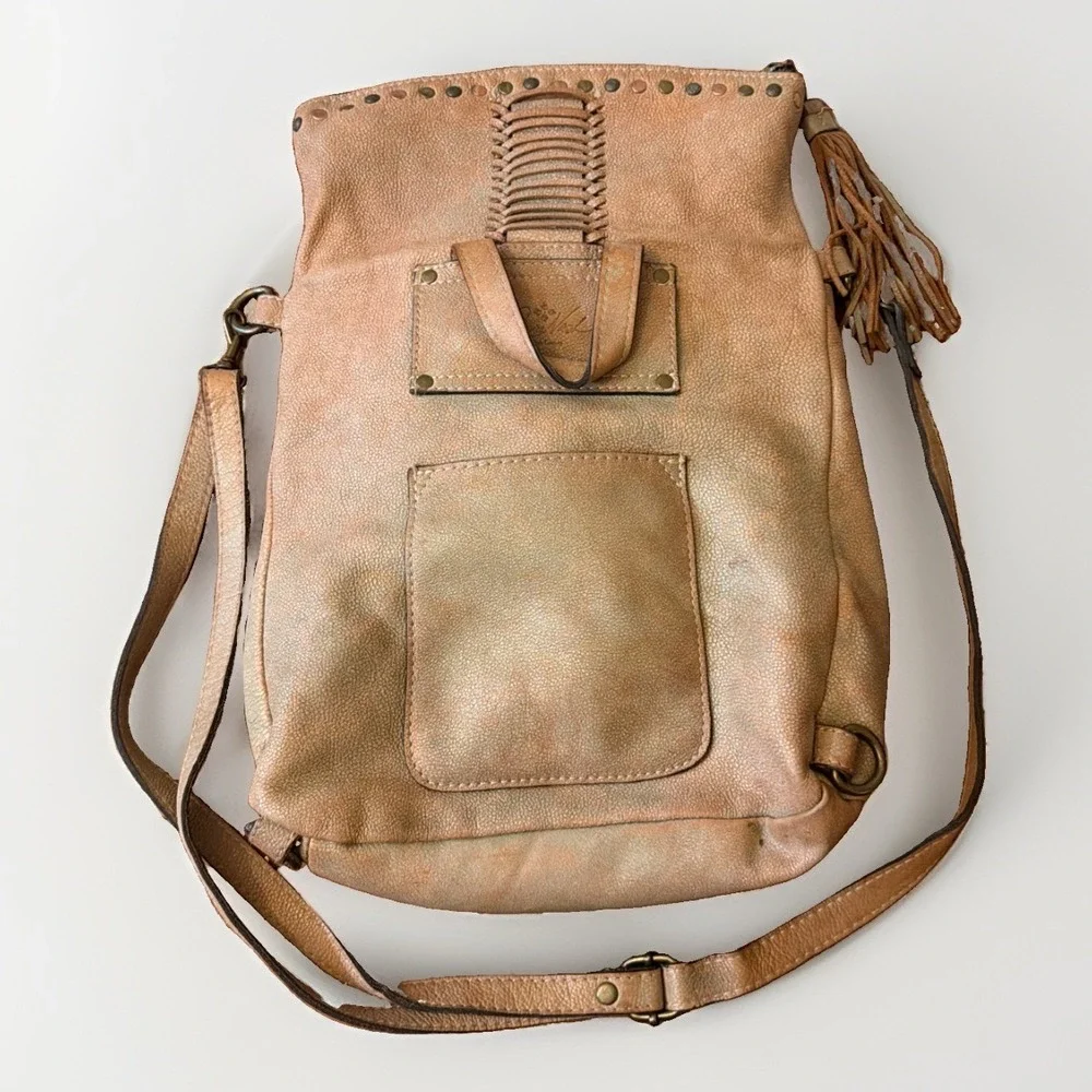 Patricia Nash Leather Hobo Crossbody Bag/ Backpack Convertible Tassel